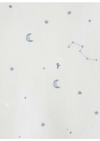 Unisex Bebek Pamuklu Ekru Gökyüzü Desenli Uzun Kollu Fermuarlı Tulum – Ay ve Yıldız Baskılı indirimleri