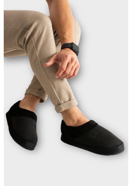 Erkek Hafif Kaydırmaz Taban Ev Ayakkabısı Panduf Siyah fiyatları