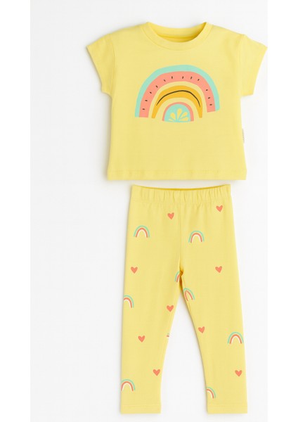 Meyveli Alt Üst 2'li Takım Sarı