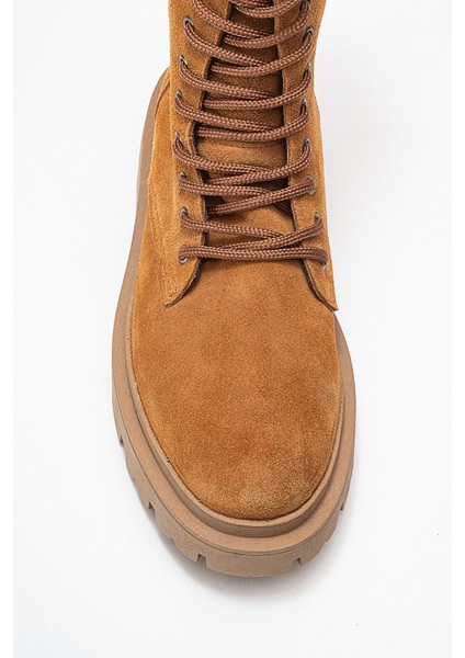 Kadın Kalın Taban Bot Gerçek Nubuk Deri Zy 1558 Süet Taba fiyatları