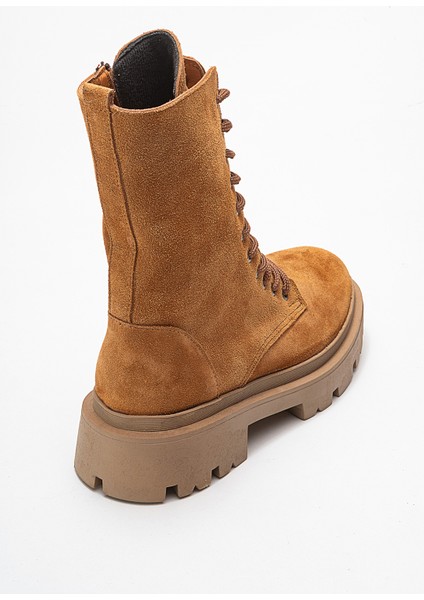 Kadın Kalın Taban Bot Gerçek Nubuk Deri Zy 1558 Süet Taba fırsatları
