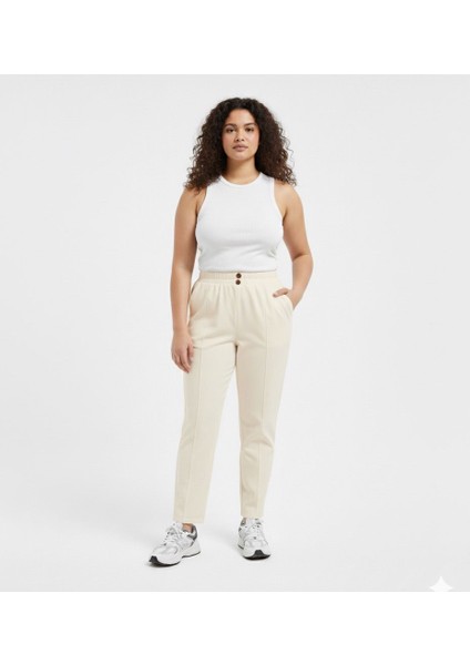 Regular Kalıp Beli Lastikli Kumaş Pantolon Bej fırsatları