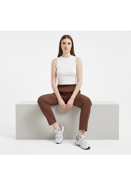 Regular Kalıp Beli Lastikli Kumaş Pantolon Kahverengi fiyatları