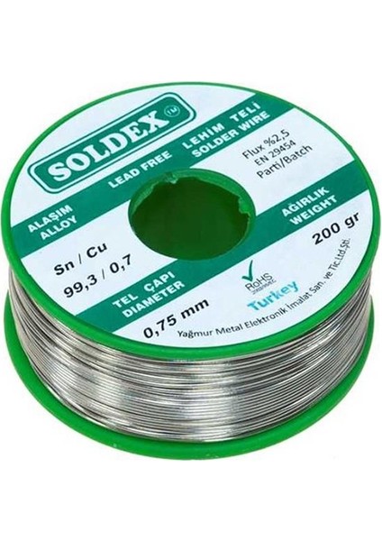Soldex 0.75 mm 200 gr Kurşunsuz Lehim Teli