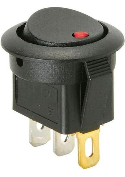 IC-132E Pano Tip Yuvarlak Kırmızı Işıklı 12 Volt On-Off Anahtar