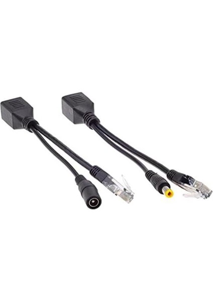Alfais AL-4252 Pasif Poe Splıtter Dişi Erkek Power Uç Ip Kamera Poe Kablosu Siyah