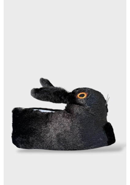 Tavşan Model Şişme Peluş Çocuk Panduf Siyah