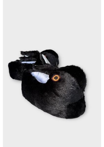 Tavşan Model Şişme Peluş Çocuk Panduf Siyah