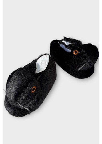 Tavşan Model Şişme Peluş Çocuk Panduf Siyah