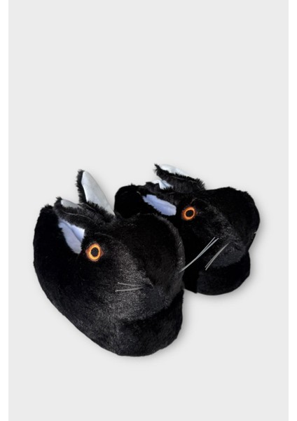 Tavşan Model Şişme Peluş Çocuk Panduf Siyah