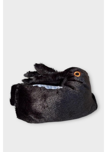 Tavşan Model Şişme Peluş Çocuk Panduf Siyah