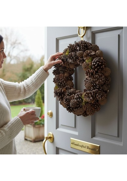 Kapı Büro Masa Vb Doğal Kozalak Çelenk 35 cm
