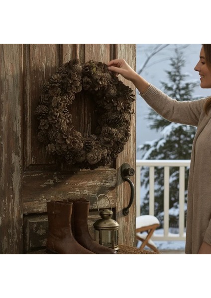 Kapı Büro Masa Vb Doğal Kozalak Çelenk 35 cm