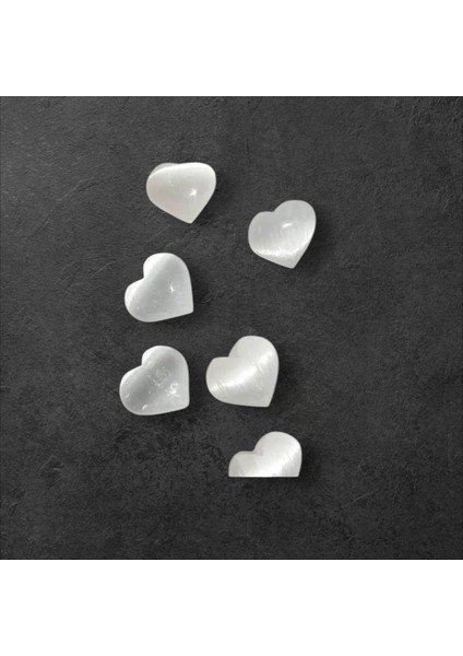 Selenit Doğal Taş Kalp Kesim Masaj Terapi Taşı (Mini Boy)
