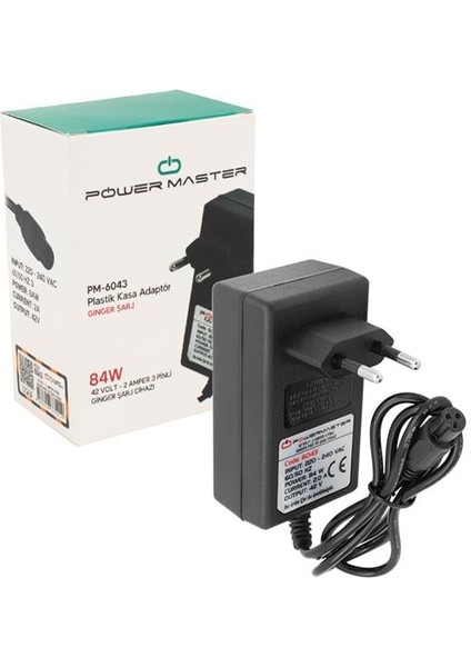 Powermaster 42 Volt - 1 Amper 3 Pinli Ginger Priz Tip Şarj Cihazı PM-6043 modelleri