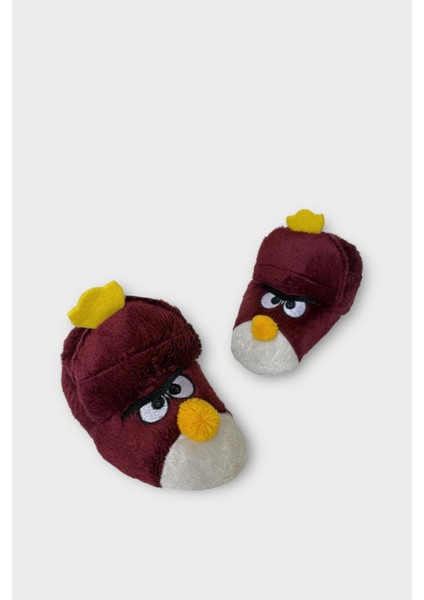 Çocuk Kızgın Ördek Figürlü Unisex Panduf Bordo fiyatları