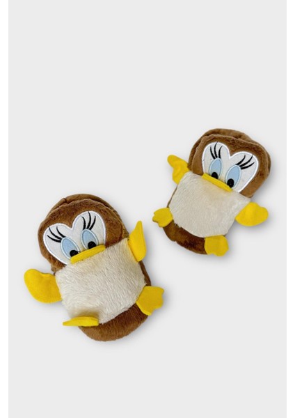 Çocuk Sevimli Ördek Figürlü Unisex Panduf Vizon