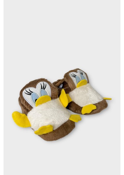 Çocuk Sevimli Ördek Figürlü Unisex Panduf Vizon fiyatları