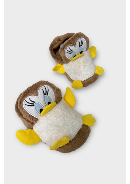 Çocuk Sevimli Ördek Figürlü Unisex Panduf Vizon modelleri