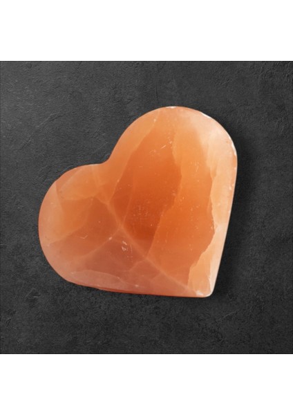 Selenit Doğal Taş Turuncu Kalp Kesim Masaj Terapi Taşı
