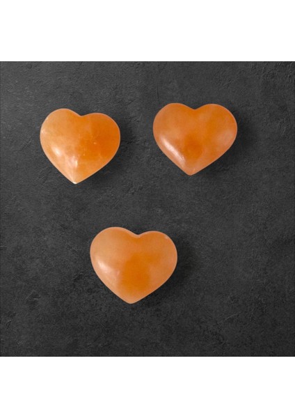 Selenit Doğal Taş Turuncu Kalp Kesim Masaj Terapi Taşı fiyatları
