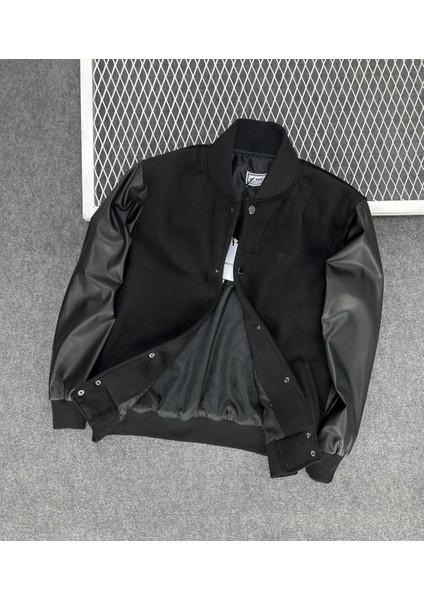 Kollar Siyah Deri Siyah Kadife Mont