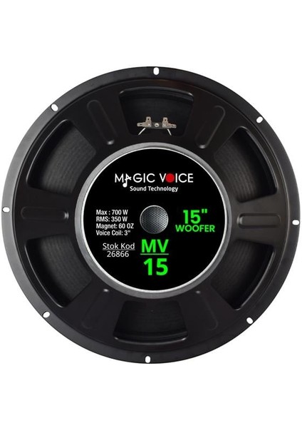 Magicvoice Mv-15 Maks. 700 Watt / Rms 350 Watt 15” Siyah 38 cm Woofer Yedek Hoparlör fiyatları