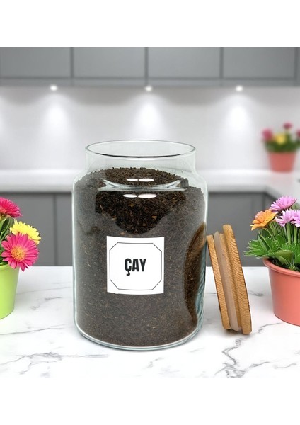 Ahşap Vakum Kapaklı Cam Saklama Kavanozu 800 ml Çay Etiketi Hediyeli fiyatları