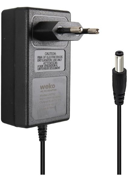 Weko 8.4 Volt - 2 Amper 5.5x2.5mm Uçlu Priz Tip Kırmızı Yeşil Ledli Yerli Üretim Akü Şarj Adaptörü