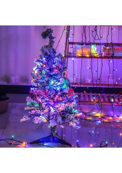 10 Metre 100 LED Fişli Eklemeli Siyah Kablo Renkli LED Aydınlatma Yılbaşı Düğün Nişan New Year
