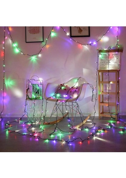 10 Metre 100 LED Fişli Eklemeli Siyah Kablo Renkli LED Aydınlatma Yılbaşı Düğün Nişan New Year indirimleri