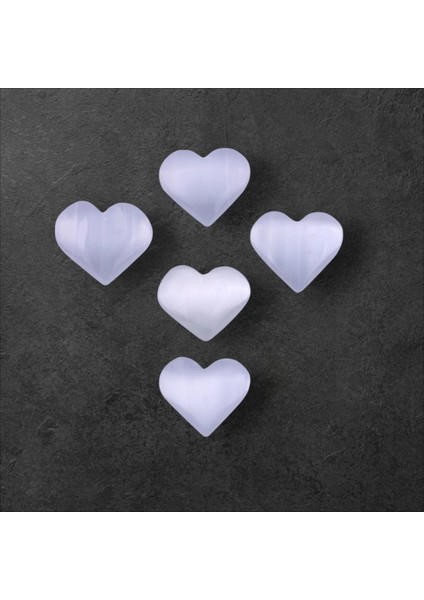 Selenit Doğal Taş Kalp Kesim Masaj Terapi Taşı