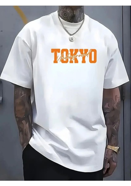 Baskılı Oversize Bisiklet Yaka T-Shirt - Beyaz fiyatları