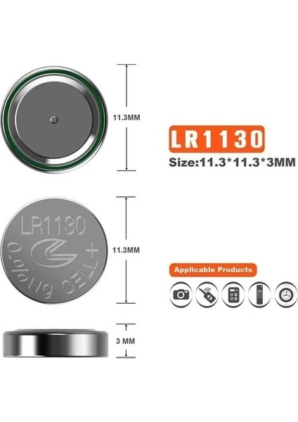AG10 LR1130 389 SR1130 189 1.5V Alkaline Düğme Pil 50 Adet modelleri