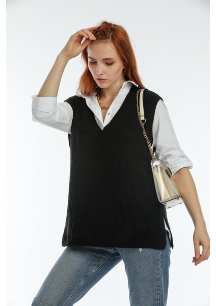 Kadın V Yaka Triko Süveter