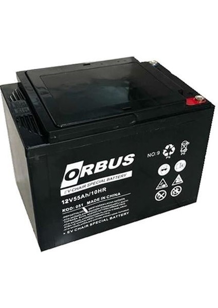 Orbus 12 Volt 55 Amper Tekerlekli Engelli Araç Aküsü