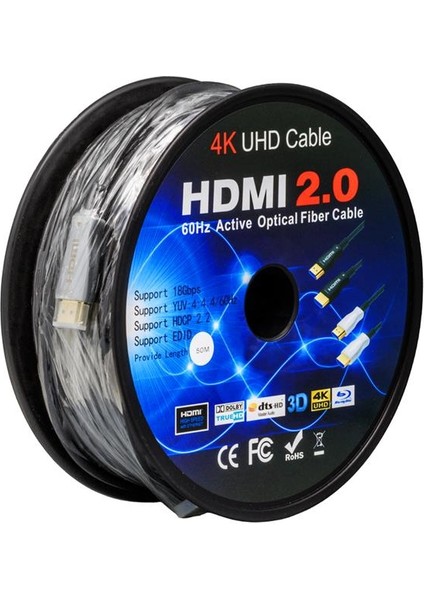 Powermaster PM-32807 50 Metre Hdmı 2.0 Görüntü Ses Kablosu 3D 4K Ultra Hd (4096x2160@60hz)