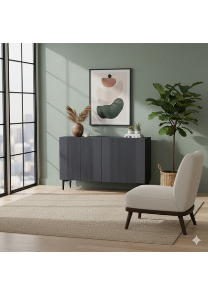 KA1203A-CORSA Konsol, Çok Amaçlı Dolap, Kahve Köşesi, Tv Sehpası 120CM Antrasit fırsatları