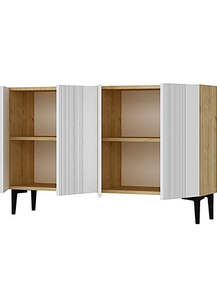 KA1203DB-CORSA Konsol, Çok Amaçlı Dolap, Kahve Köşesi, Tv Sehpası 120CM Safirmeşe-Beyaz