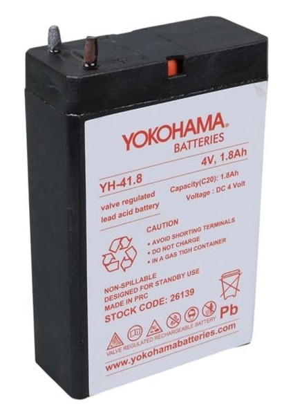 Yokohama Yh-41.8 4 Volt - 1.8 Amper Akü (50X76X22 Mm)