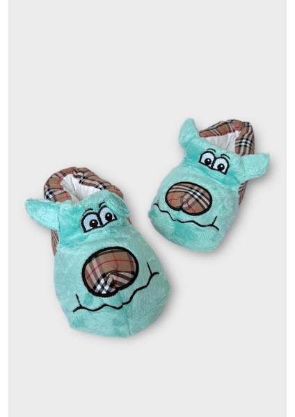 Çocuk Sevimli Köpek Figürlü Panduf Su Yeşili