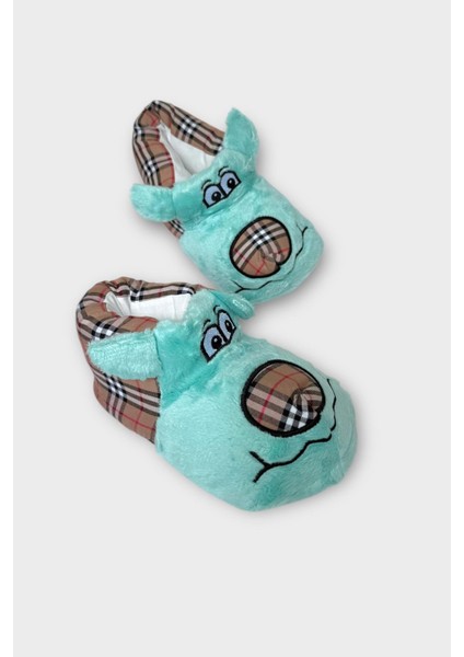 Çocuk Sevimli Köpek Figürlü Panduf Su Yeşili modelleri