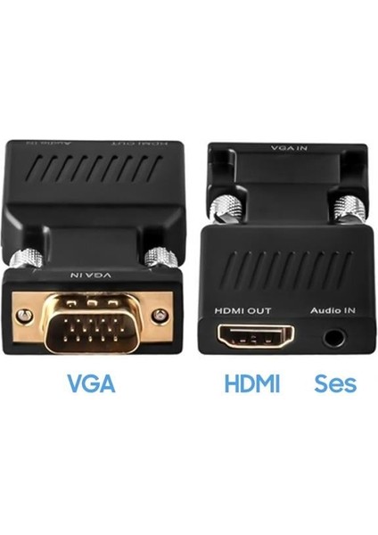 Powermaster PM-4276 VGA To Hdmı Görüntü Ses Çevirici Audio Girişli Adaptör 1080HD 5V1A Mini USB Güç Girişli fiyatları