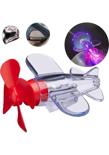 Sunup SN-26786 LED Işıklı Motosiklet Süs Uçağı Pilsiz Çalışan, Kırmızı-Mavi Işık Efektli