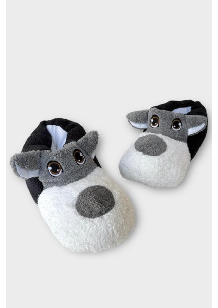 Unisex Panduf Ses Yapmayan Ev Patiği Siyah - Beyaz