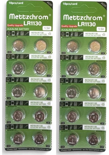 AG10 LR1130 389 SR1130 189 1.5V Alkaline Düğme Pil 20 Adet