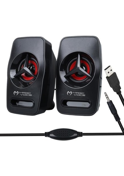 Magicvoice T-19 1+1 USB Pc Mini Hoparlör - Speaker (2*3 Watt - 4 Ohm)