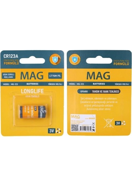 Mag Batteries MG-123 CR123A 3 Volt Lityum Fotoğraf Makinesi Pili Tekli Blister fırsatları