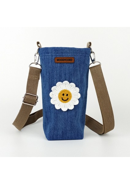 1 Litrelik Kot Termos Matara Kılıfı Gülen Yüz Papatya