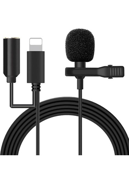 Powermaster JH-041-A Cep Telefonu Için Ligthning Girişli Youtuber Yaka Mikrofonu